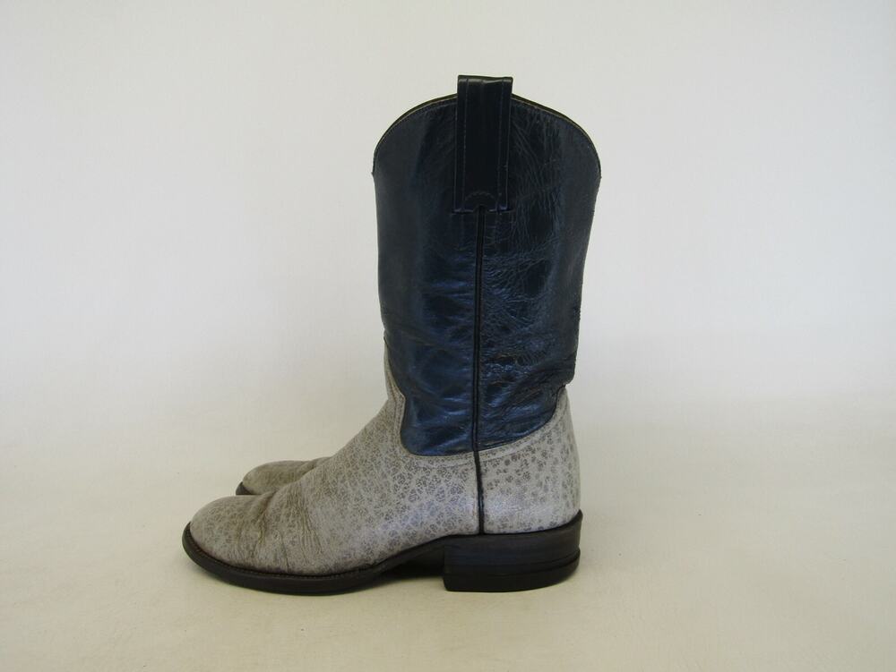 Adams Womens Size 6 B Blue Gray Leather Bullhide Roper Cowboy Western Boots